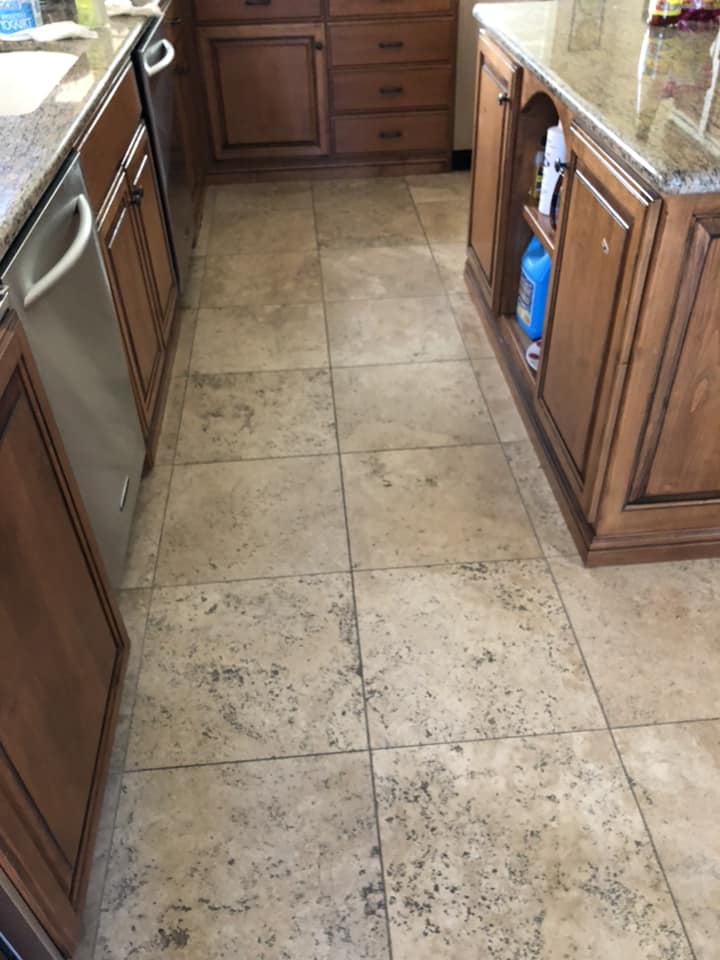 Stone Cleaning - Travertine Bottom Image (Before) Commercial Carpet Cleaning